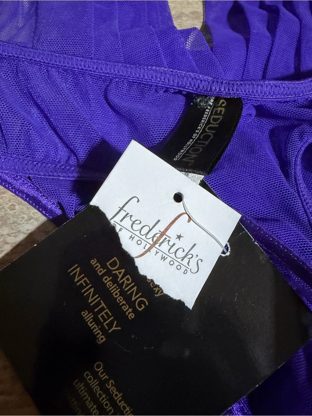 NWT Frederick’s of Hollywood Seduction Purple Halter Sexy Bodysuit & garter